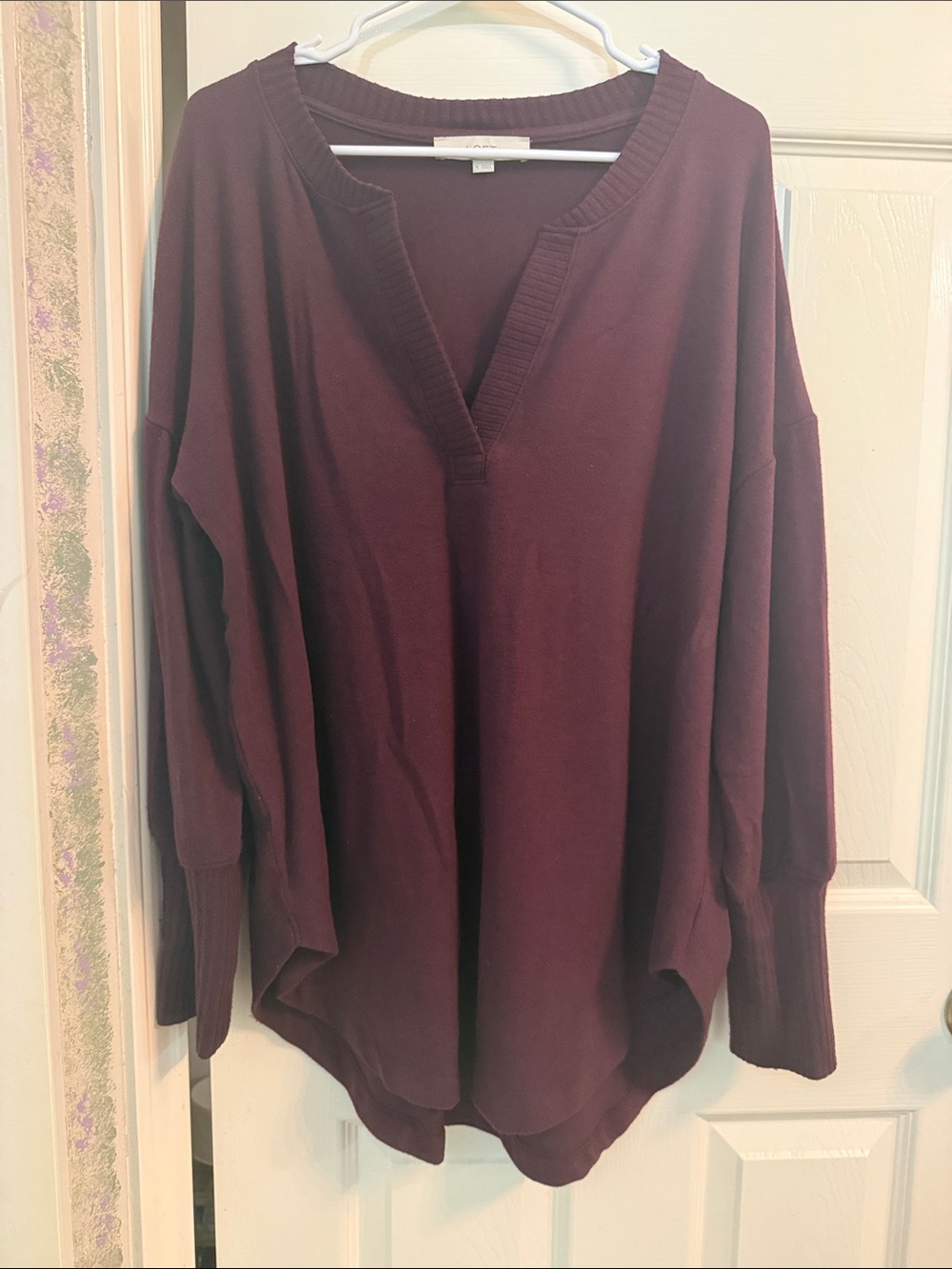 LOFT Plum V-Neck Oversized Pullover